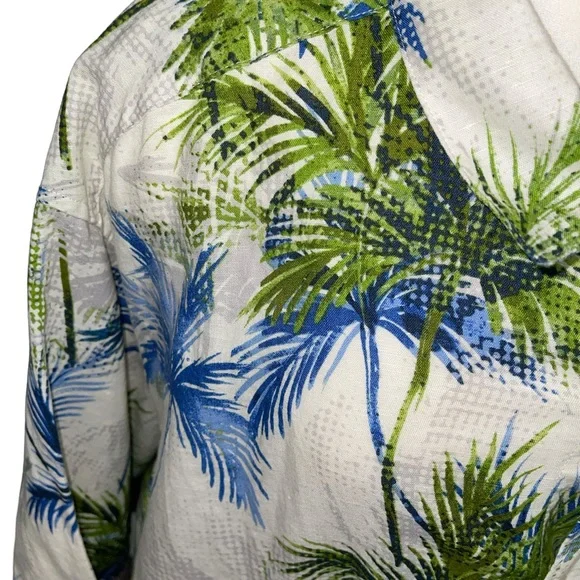 Cubavera Men's Shirt  4XLT Blue/White/Green Button Up Short Sleeve Leaf Print - Picture 4 of 11